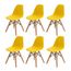1 Kit 6 Cadeiras Eiffel DKR Infantil Rivatti 31 cm -Largura- Assento em PP Amarelo e Base em Madeira